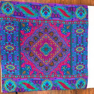 Vintage LIZ CLAIBORNE Silk Scarf Bold Multicolors Geometric Aztec